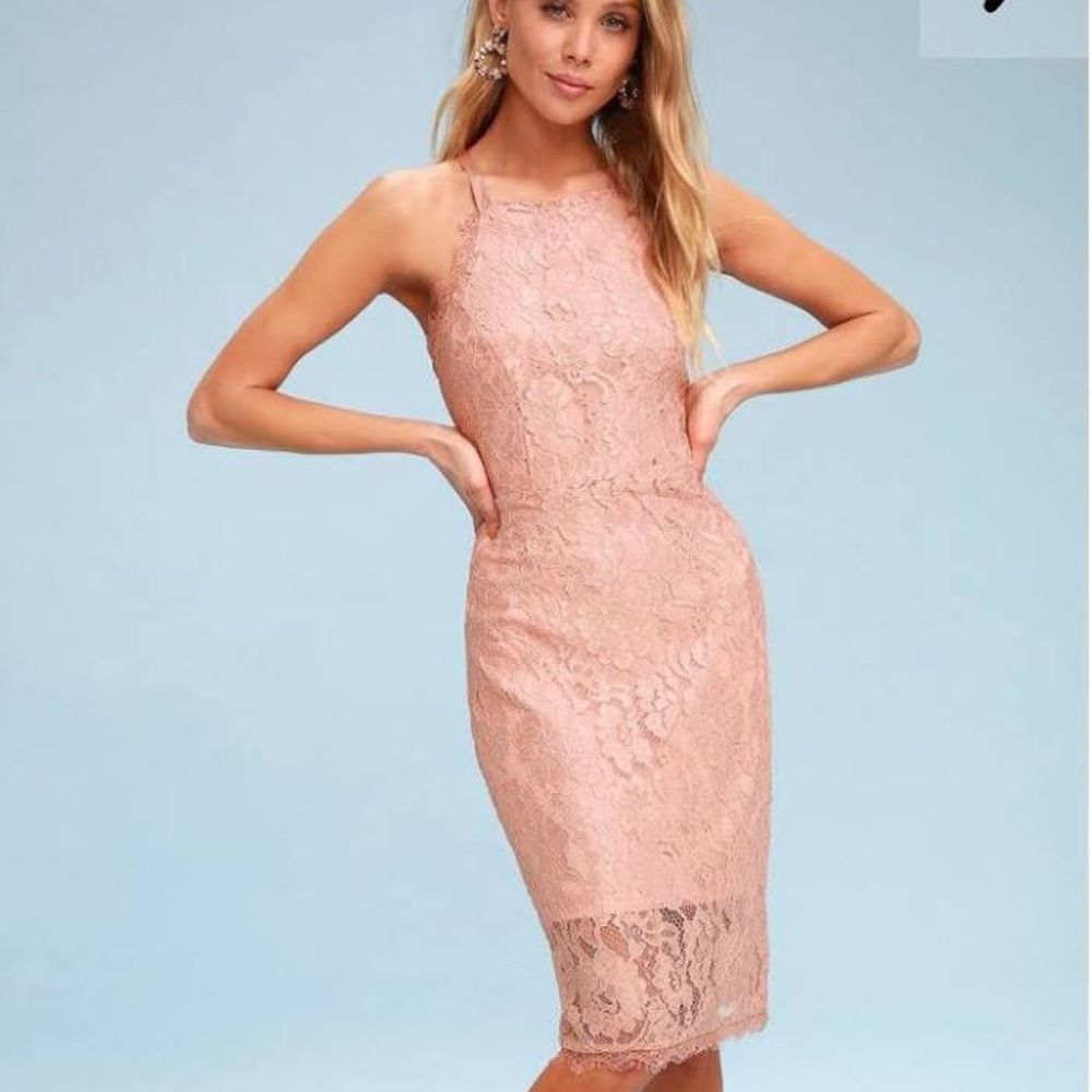 Lulus lace pink bodycon dress